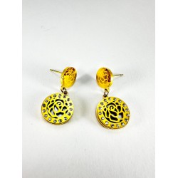 Gold Gül Detaylı Küpe